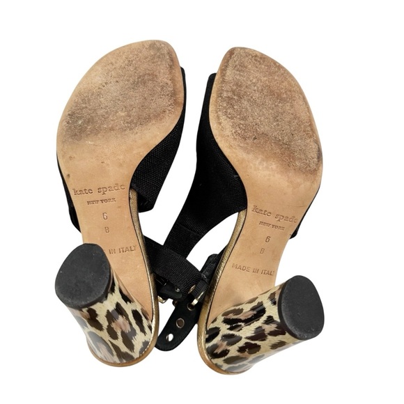 kate spade Italian Slingback Fabric Open Toe Sandal Shoe Leopard Heel Size 6 - Picture 6 of 12
